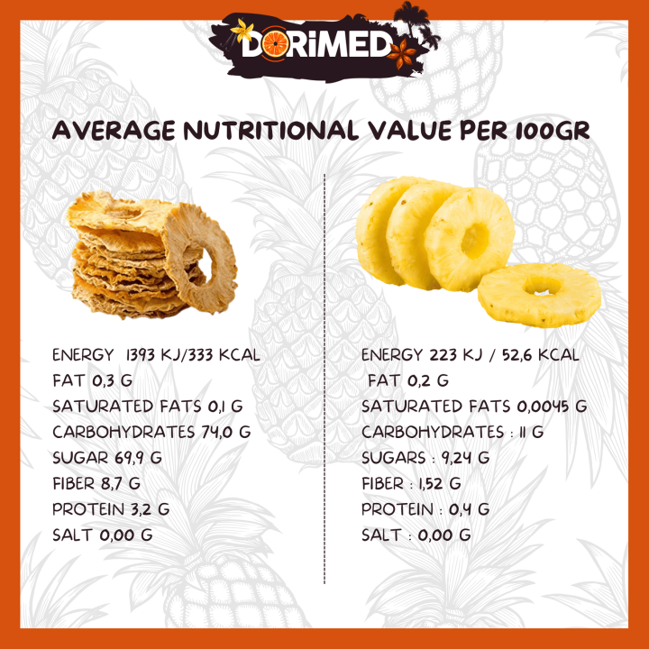 Ananas Tranches Séchées 3Kg - Fruits déshydratés - 